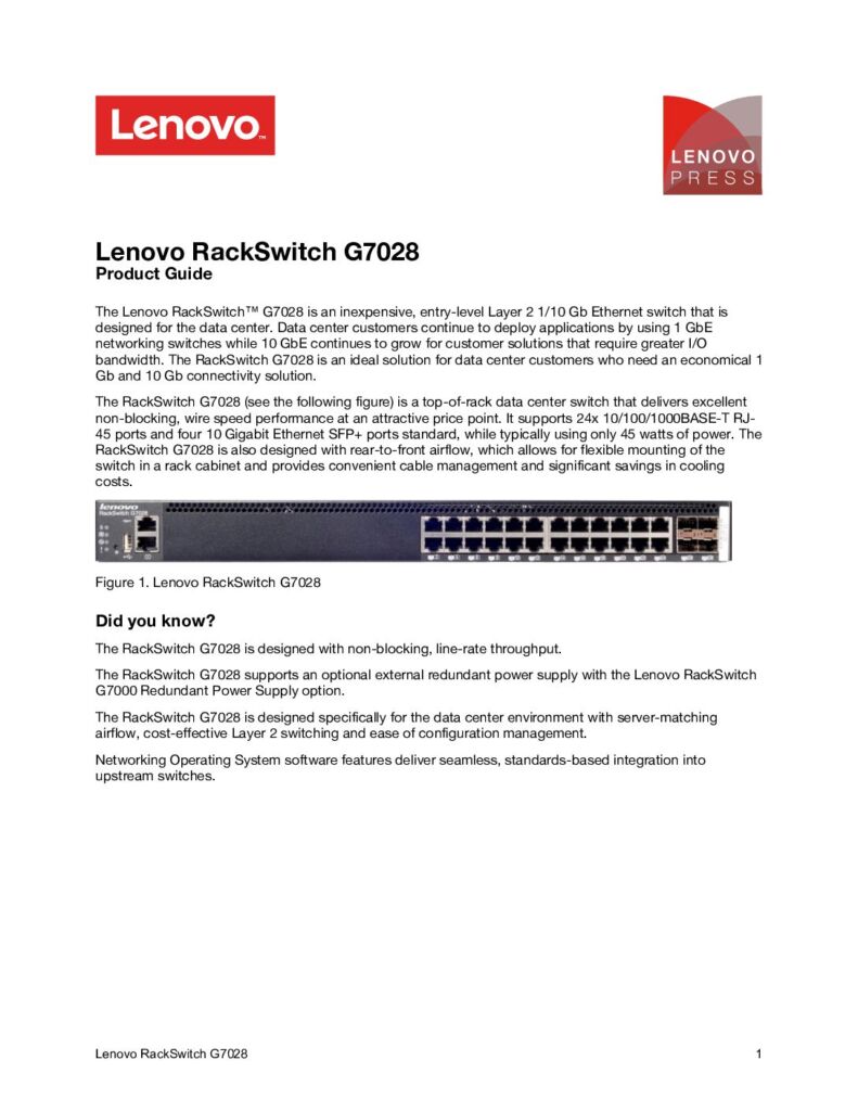 datasheet switch lenovo rackswitch g7028 pdf large 1